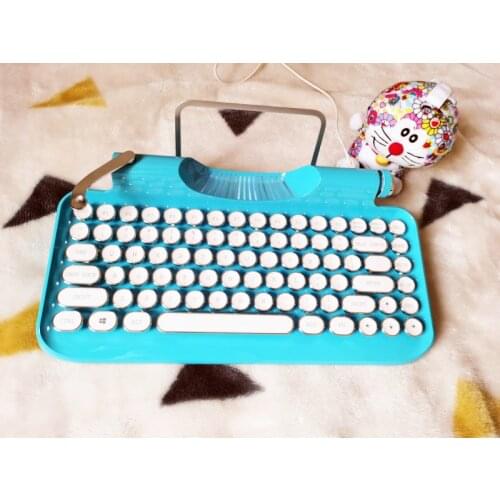 Hellboy KnewKey steampunk Valentines Day Pink lady dot keyboard Retro typewriter versatile cherry blue axis Mechanical keyboard