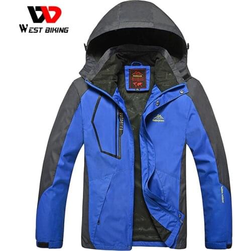 WEST BIKING Men Winter Waterproof Windproof Hooded Jacket Outdoor Sport Warm Large Size Hiking Cycling Mountain Climbing Jacket