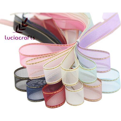 Lucia crafts 10yards/lot 10mm Organza Ribbons for Wedding Party Decor DIY Sewing Gift Wrapping Materials Accessories P0113