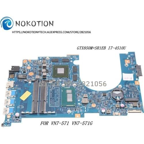 Nokotion 448.02F04.0011 For acer aspire VN7-571 VN7-571G Laptop motherboard GTX850M+SR1EB I7-4510U