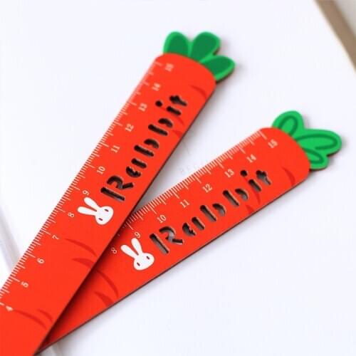 MINKYS Cute Carrot 15CM Wood Ruler Sewing Study Drawing Tool Kids Gift Kawaii School Stationery Supplies