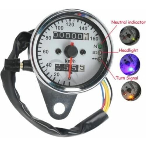 Motorcycle Universal LED Odometer/Tachometer Speedometer Gauge For Harley Honda Yamaha Cafe Racer