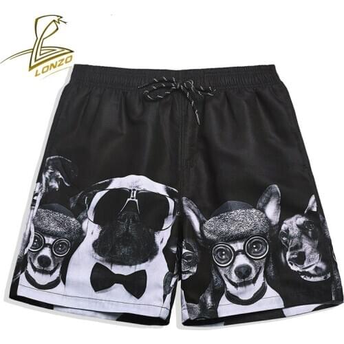 New mens loose beach pants 3D puppy print surf shorts sports quick-drying shorts LCP108