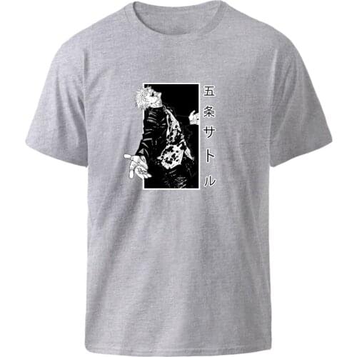 Gojo Satoru Jujutsu Kaisen Harajuku Men T-shirts Vintage Print Plus Tshirts Graphic Vintage Casual Top Tee Male Loose Fit Tshirt