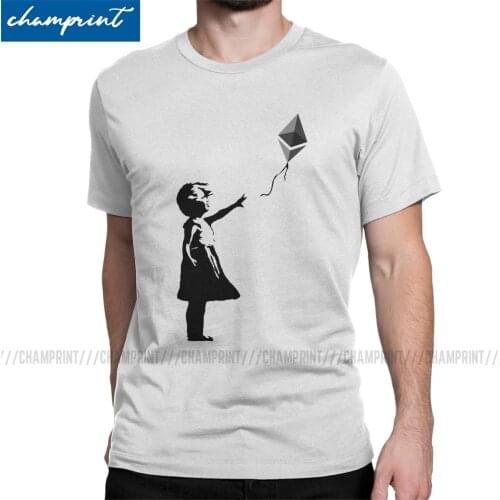 Mens Ethereum Balloon Girl Banksy Loves Bitcoin T Shirts Crypto Cryptocurrency T-Shirts Dogecoin Btc Blockchain Tee Shirt