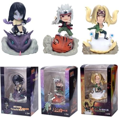New Q Version Three Ninja Five Dynasties Naruto Tsunade Jiraiya Orochimaru Figure Collectible Model Toys Christmas Gifts