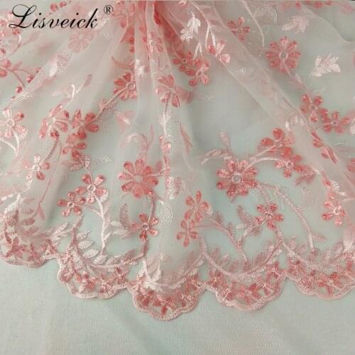 New 1yard polyester embroidered flower mesh lace fabric diy high-end evening dress skirt clothing cheongsam material