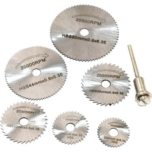 New Portable Rotary Tool Circular Saw Blades Cutting Discs Mandrel For Dremel Cutoff QST7pcs