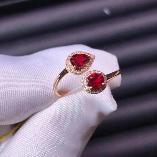 Shilovem Natural New Burning Pigeon Blood Ruby Gemstone Rings for Women Real 925 Sterling Silver Fine new gift jcj0304256agh