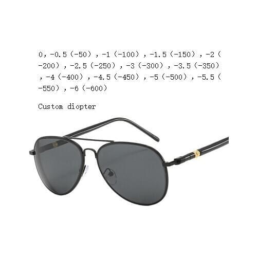 Myopia sunglasses diopter Polarized oversize prescription aviation sun glasses for nearsighted men women SPH CYL myopic shades