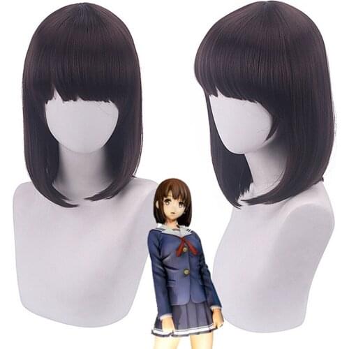 30cm Anime Saenai Heroine No Sodate-kata Cosplay Megumi Kato Wig Role Playing Wigs Halloween Cosplay Short Brown Hair Wig Cap