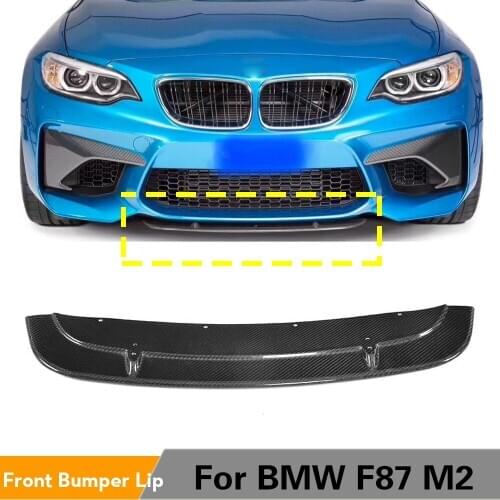 For BMW F87 M2 2016 - 2018 Head Front Bumper Lip Spoiler Protector Carbon Fiber Front Bumper Lip Spoiler Splitters FRP Black