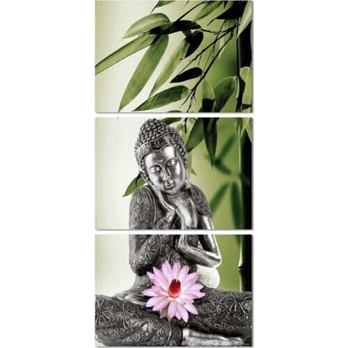 Full Round Drill Cross Stitch Home Decor Diamond Buddha Statue Picture Bamboo Embroidery Painting Gifts Handmade Wall Sticker