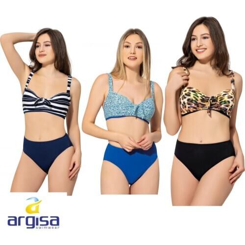 Argisa 5039 Patterned Bow Colorful Plus Size Bikini Set 44-52 Turkey Womens Swimwear Fashion Biquini Beachwear Two Piece