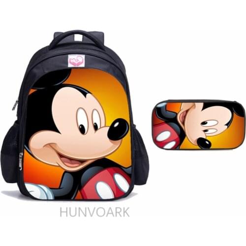 16inch Minnie Mickey Mouse Backpack for Teenage Girls Boys Book Travel Bag Children School Backpacks Pencil Bag Sets