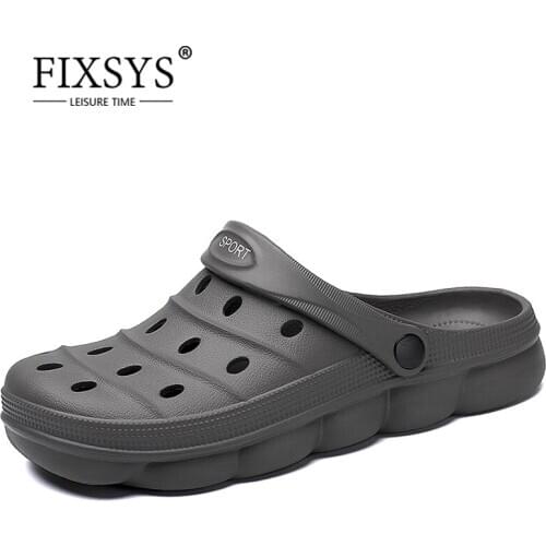 FIXSYS Summer Male Hole Shoes Lightweight Unisex Slippers Breathable Clogs Couple Anti-slip Beach Sandals Hollow Man Water Shoes