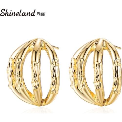Shineland Fashion bijoux Stud Earrings for Women 2021 Statement Geometric Vintage Metal Brincos Punk Jewelry Gift