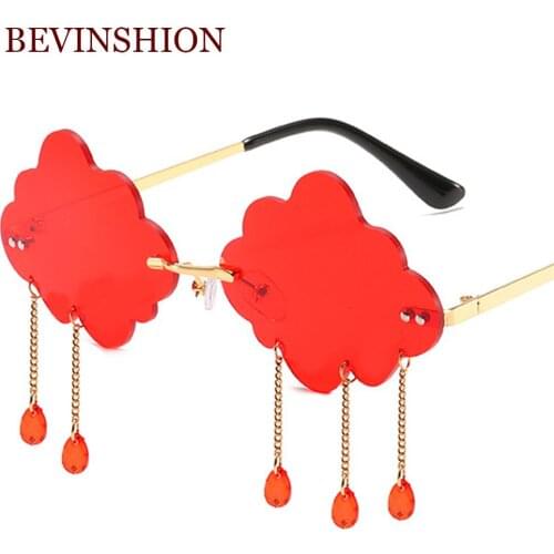 New 2020 brand design Cloud glasses Raining sunglasses Exaggerated Milan style Crystal Pendant rimless metal glasses women men