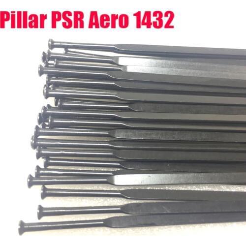 Pillar PSR Aero 1432 spokes European stainless steel black straight pull bladed flat gauge 14 with free brass nipples