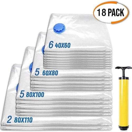 18pcs Vacuum Bag For Clothes Package Compressed Organizer For Wardrobe Space Saver Transparent Seal Bags Foldable Storage Bag