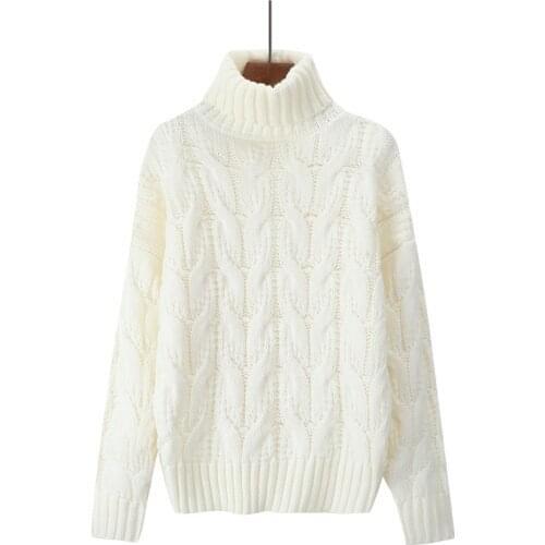 Girl Retro Loose Knitted Sweater Women Striped Casual Mid-length Wild Student Turtleneck Pullover Sweater Female 2021 Spring