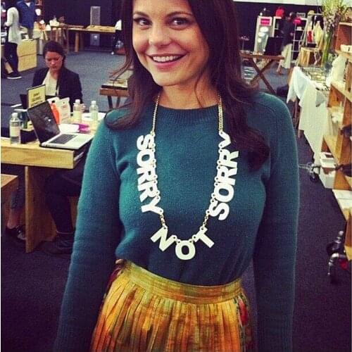 New Fashion White Acrylic Letter SORRY NOT SORRY Necklace For Women Punk Rock Hip Hop Long Link Chain Pendant Necklace Jewelry