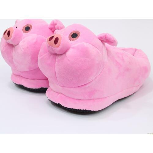 Winter warm Indoor floor bedroom Cotton Pink Pig slippers cartoon cute plush Keji slippers home slip cotton pad shoes