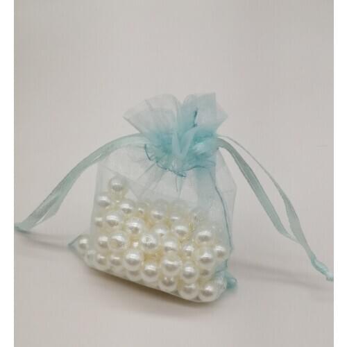 200pcs Light Sky Blue Fashion Jewelry Bag Organza Gift Bags Small Drawstring Bags Fabric Bag Women for Jewelry Packaging Display