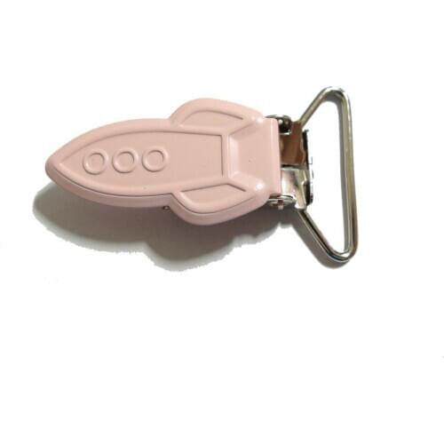 25pcs 1'' 25mm #35 PINK COLOR Enamel Rockets Suspender Clips
