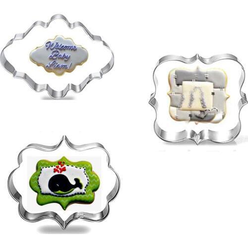 3pcs Frame Style Cookie Tools Biscuit Cutter Stainless Steel Baking Mold Sugarcraft Pastry Tools Kitchen Accessories Mold