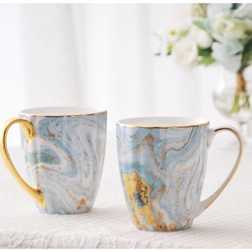 400ml Simple High-grade Bone China Flower and Bird Coffee Cup Couple Mug Afternoon Tea Ceramic Breakfast Milk Cup Birthday Gift
