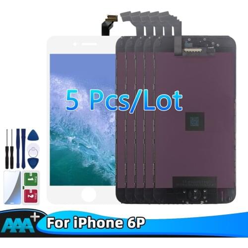 5Pcs AAA+++ Display For iPhone 6 Plus LCD Screen Replacement No Dead Pixel+Tempered Glass