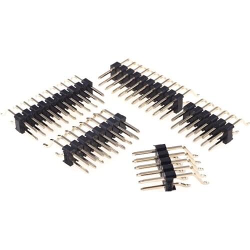 5pcs 2.54 mm Pin Header Male dual row Right Angle SMT SMD 2x2 4 Pin 6 8 10 12 14 16 18 20 22 24 26 28 30 34 40 50 60 80 Pin