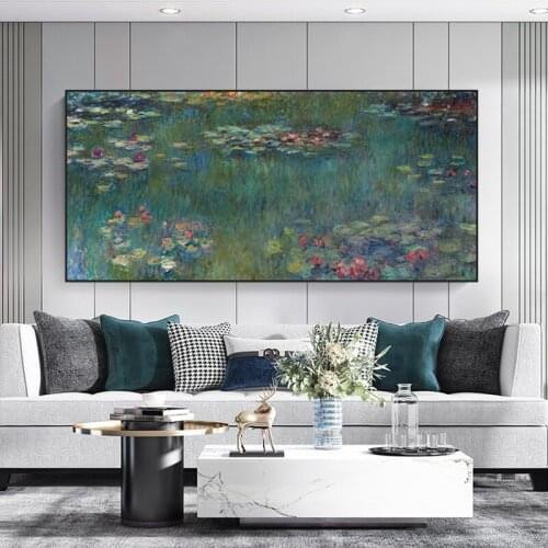 Abstract Lotus Pond Oil Painting Wall Art Poster Chinese Style Plant Print Picture Canvas Painting for Living Room Decorative