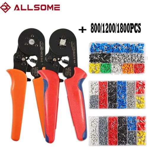 ALLSOME Electrical Wire Crimp Terminal Crimping Pliers Wire Stripper Crimper Ferrule crimping tool Pliers Set HCS8 6-4 6-6