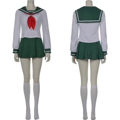 Anime InuYasha Kagome Higurashi Cosplay Costume Uniform Shirt Skirt Suit Outfits Halloween Carnival Costume Women Girls