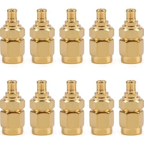 Areyourshop 10x RF Adapter SMA Male Plug to MCX Male Gold-Plated RF Coax Adapter Connector