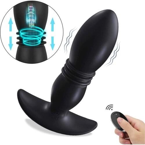 Wireless Remote Anal Vibrator Control Telescopic Dildo Vibrator Male Prostate Massager Butt Plug Vibrator Anal Sex Toys For Men