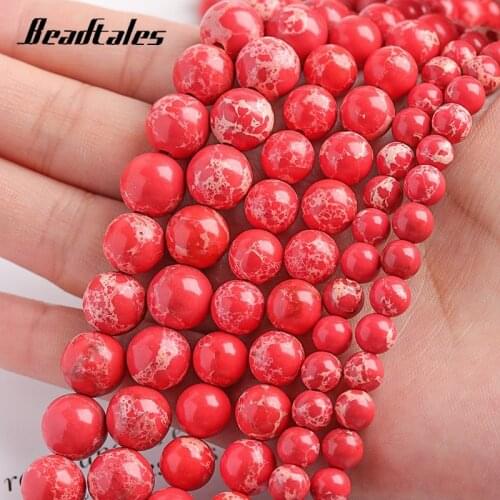 6/8/10mm Fire Red Emperor Stone Beads Round Natural Stone Beads With Holes For DIY Making Bracelet Necklace Jewelry Beadtales
