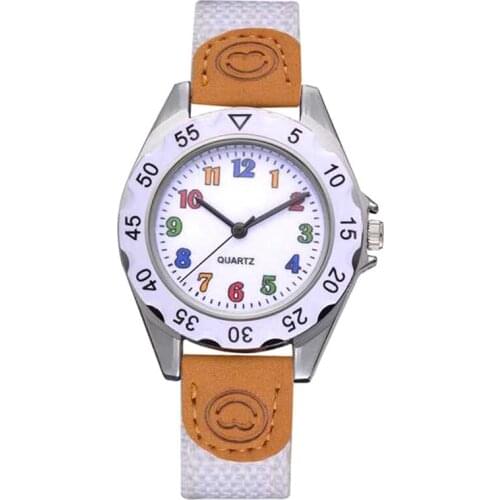 7 Colors Colorful Numbers Canvas Belt Watch Students Kids Watches Children Quartz Wristwatch Timepiece