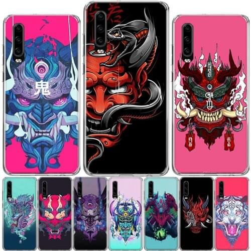 Japanese Samurai Oni Mask Phone Case For Huawei P40 P30 P20 P10 Mate 10 20 30 Lite Pro P Smart Z 2018 Plus 2019 Cover Shell Coqu