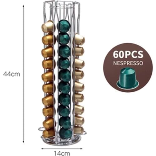 Nespresso Capsule Black Rotating Rack Stainless Steel 360 Degree Display Holder Storage 60/40 Cups Capsules New Coffee Pod Rack