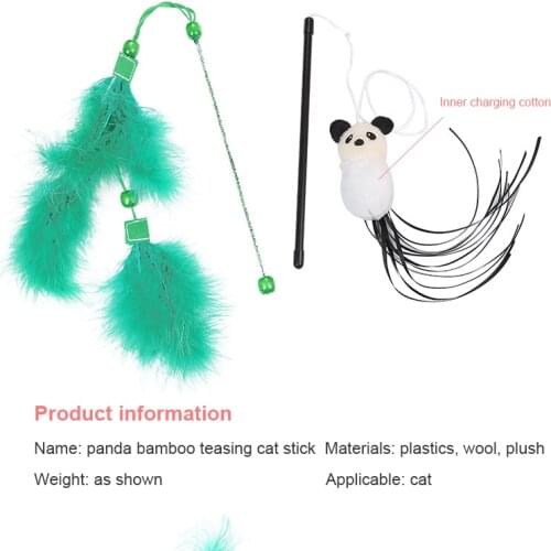 Pet Cat Teaser Toys Feather Linen Wand Cat Catcher Teaser Stick Cat Interactive Toys Wood Rod Mouse With Mini Bell Stick Toy