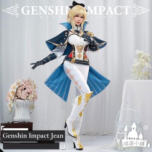 Anime Genshin Impact Jean Mondstadt Qin Game Suit Uniform Cosplay Costume Halloween Party Outfit For Women Girls 2021 NEW