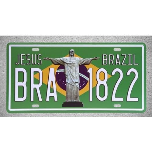 1 pc Brazil Flag Jesus America Rio de Janeiro plaques shop store Tin Plates Signs wall Decoration Metal Art Vintage Poster