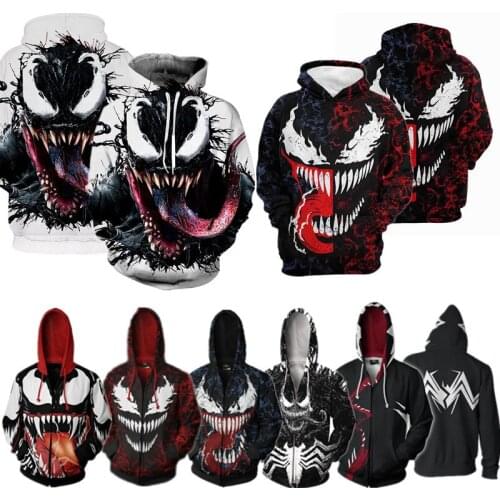 2021 Halloween New Hoodie Cosplay Venom 3D Pullover Teen Unisex Printing Popular Streetwear Personality Coat Man Sweatshirts