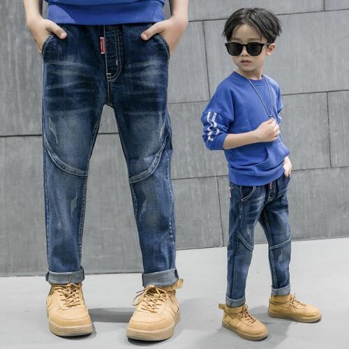 New arrival 2020 Big boys casual Jeans Pants Kids good quality fashion patchwork label denim Pants 4-9 years