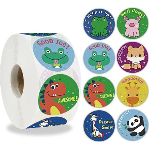 New Animals Reward Stickers 500pcs/Roll DIY Decor School Student Teacher Supplies Encourage Sticker Children Gifts For Kids Toys