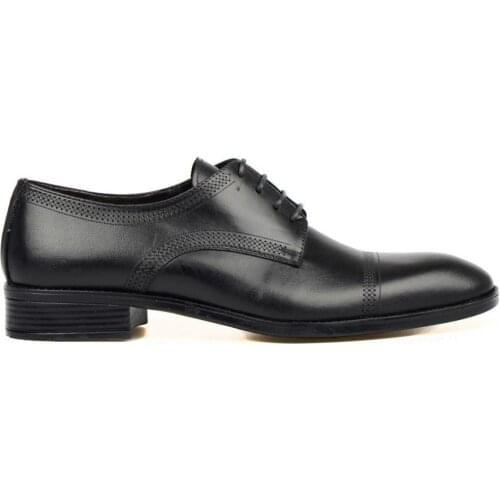 FootCourt- Black Genuine Leather Mens Formal Derby Shoes Lace-Up Mens Classic Business Dress Fashion Handcrafted New Season