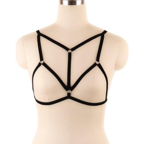 Pentagram Fashion Hanging Neck Harness Lingerie Underwear Hollow Elastic Strap Bra Chest Bondage Lingerie Cage Bra